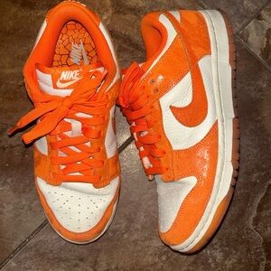 Nike dunk low Bright Orange and White Athletic Shoes